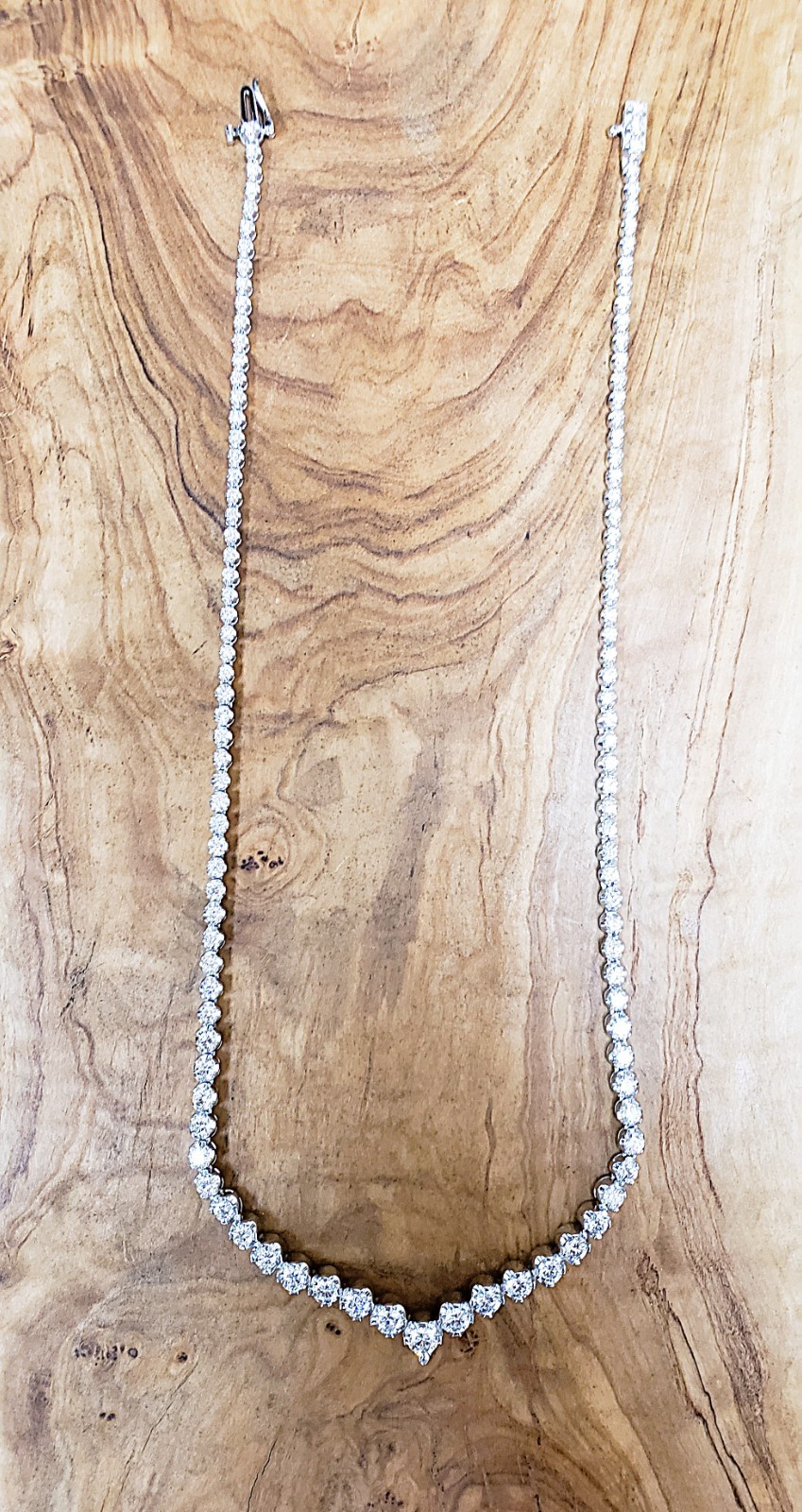 6.50 CT Round Cut Natural Diamond V Shape Necklace – 18 Inches / Appraised $17K