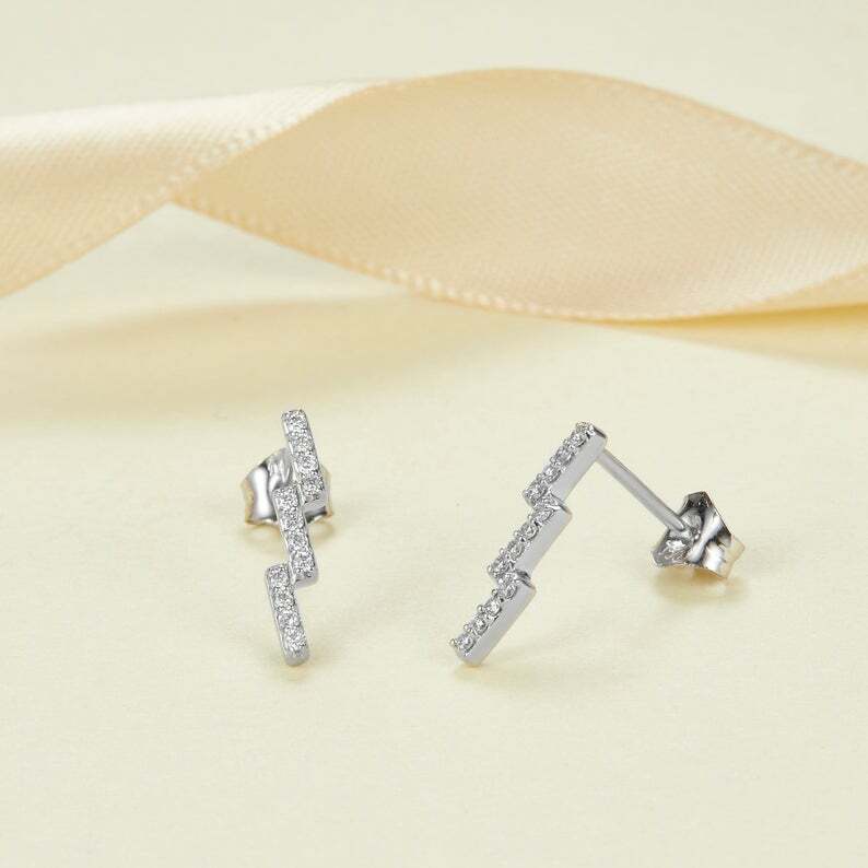 1.2ct Lab-Created Moissanite Geometric Minimal Stud Earrings White Gold Plated
