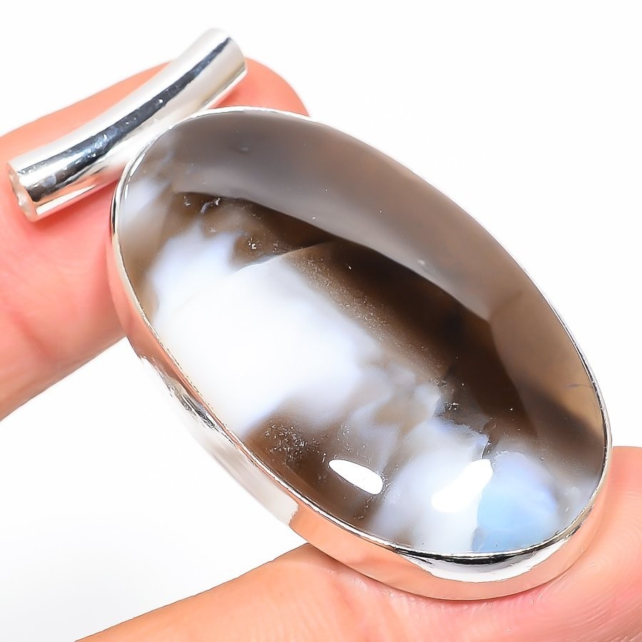 Sulemani Hakik Agate Gemstone 925 Sterling Silver Jewelry Pendant Size 2.1″