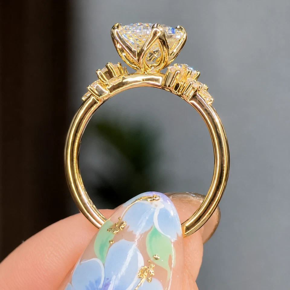 2.50 Ct IGI Oval F-VS1 Lab Grown Diamond Engagement Promise Ring 14K Yellow Gold