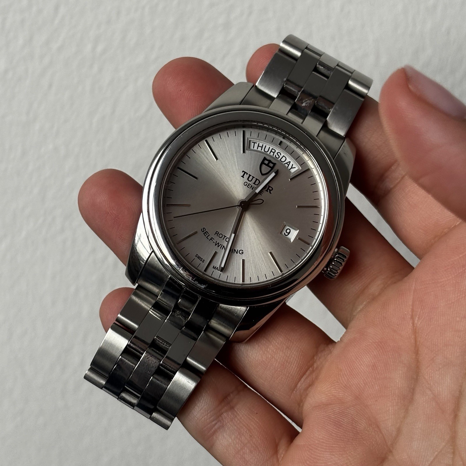 Tudor Glamour Day Date Opaline Dial M56000 39mm Men’s Watch + Box/Manual/Tag