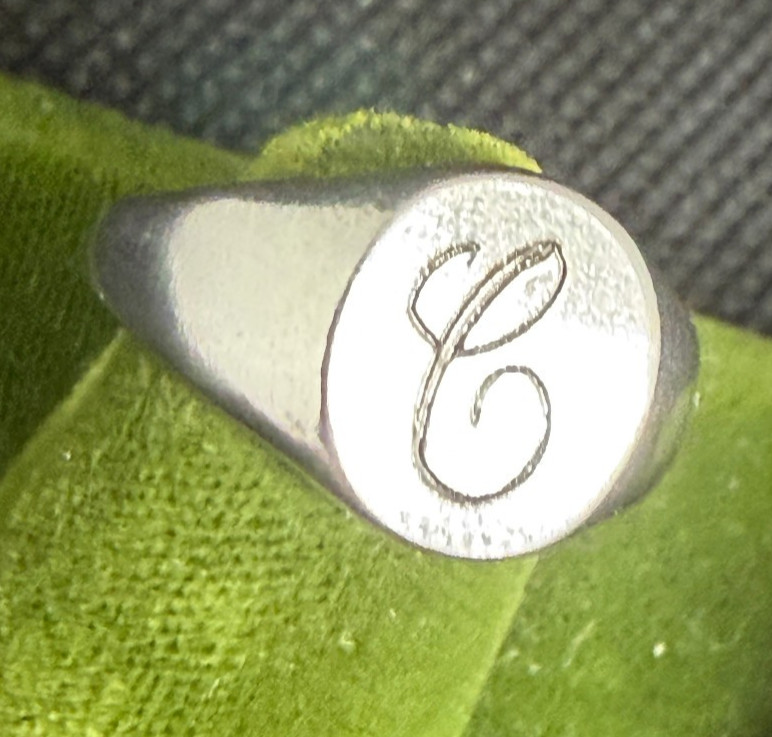 Vintage 10KT Gold Filled Stamped & Engraved Monogram “C” Ring Sz 6 VARGAS Brand