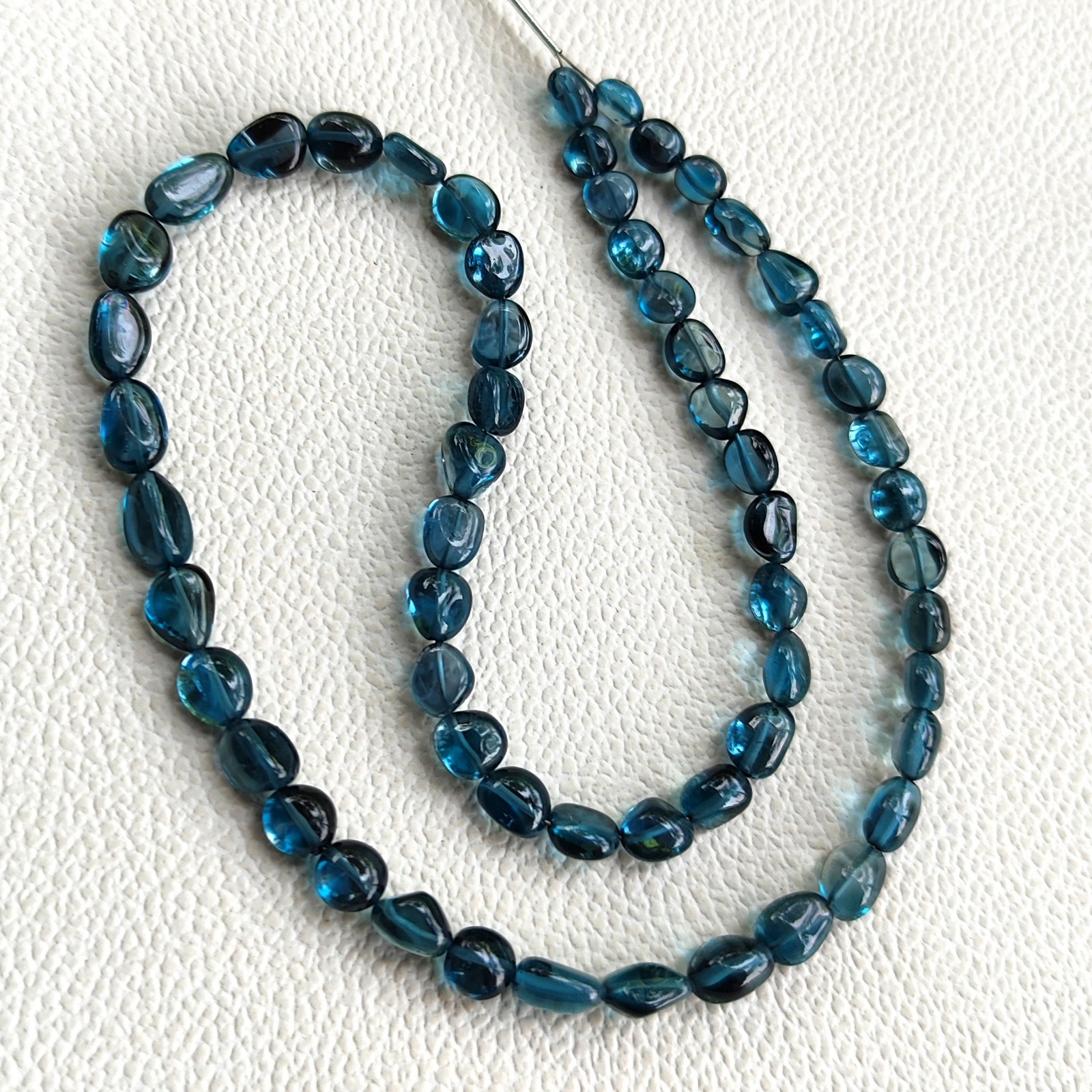 Genuine London Blue Topaz Smooth Nugget Beads 6-8mm 15″ Jewelry Making Strand