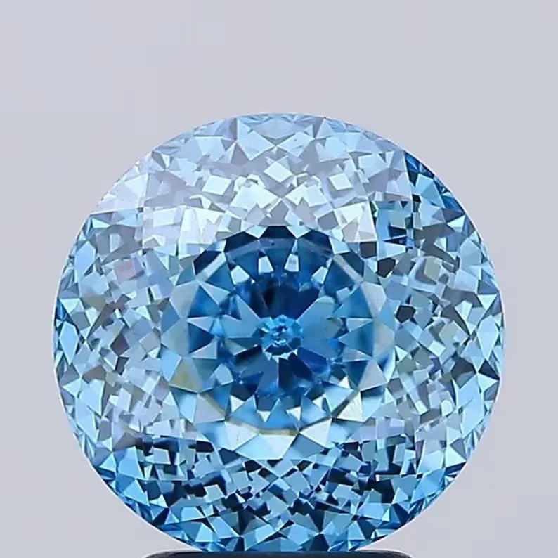 2.00Ct Fancy Vivid Blue Lab Grown Moss Diamond Portuguese Round Cut Loose Stone