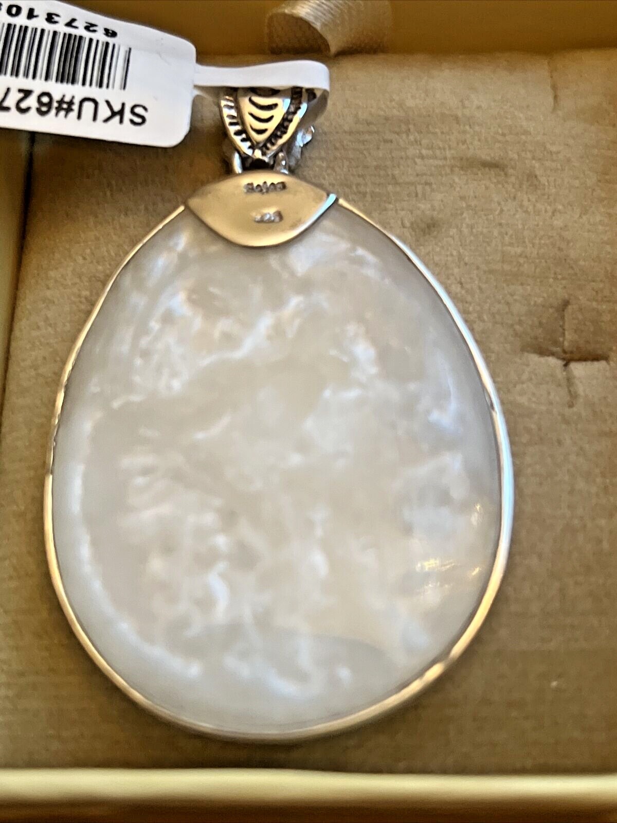 SAJEN SILVER Mother of Pearl Swiss Blue Topaz Pendant in Sterling Silver 10.8 g