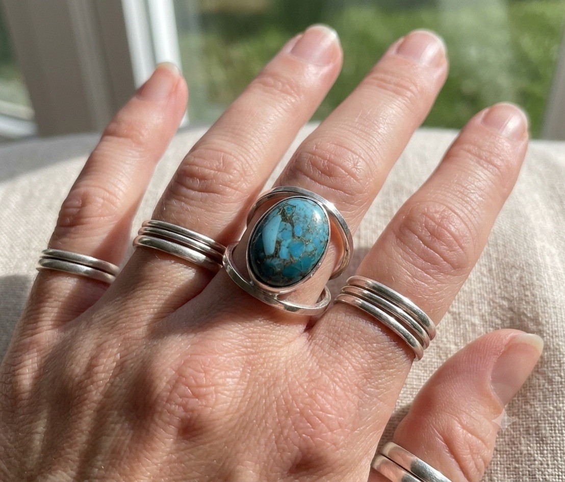 NEW Handmade One Of A Kind Ladies Turquoise Sterling Silver Ring