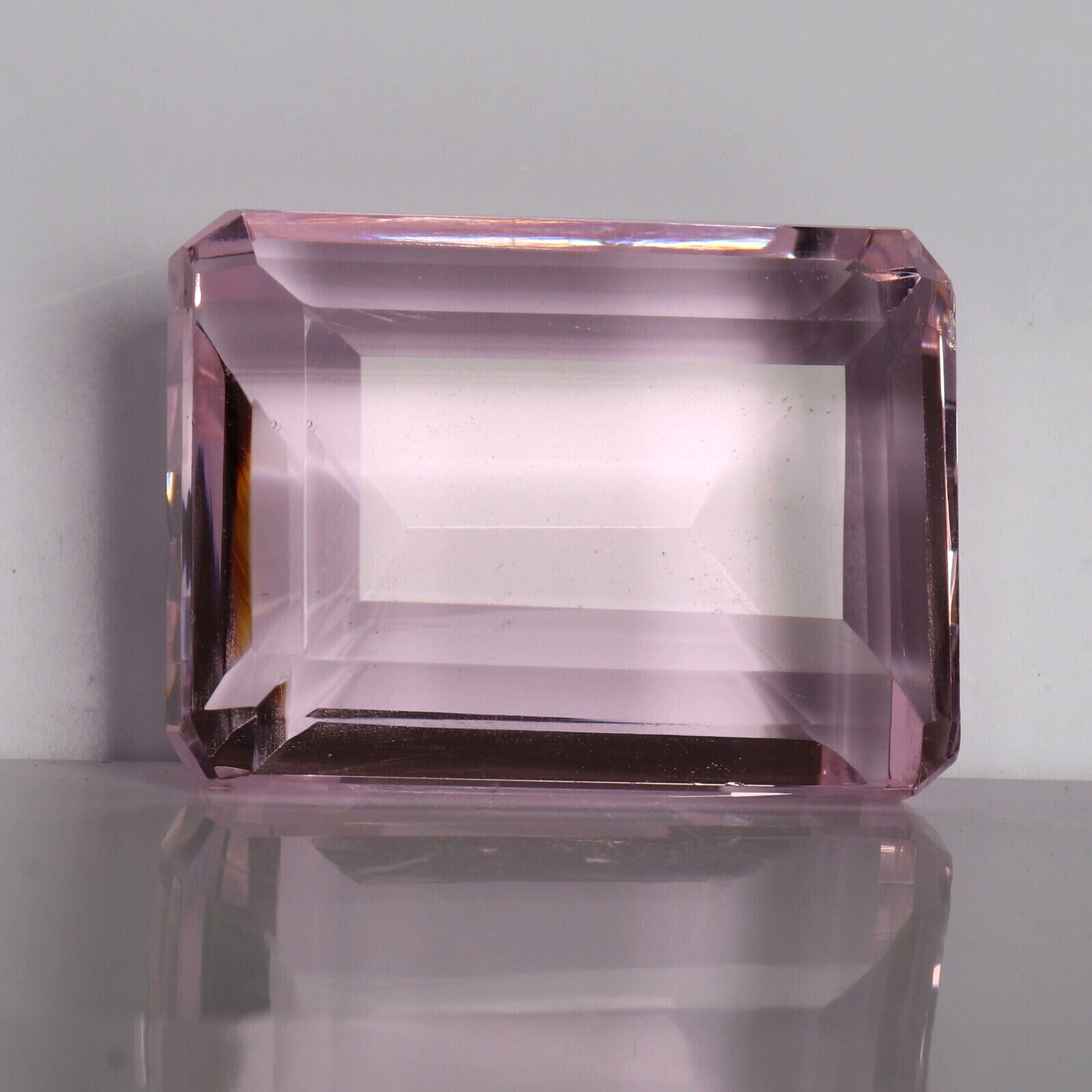 AAA+ Large 14.10 Ct. Baby Pink Topaz Emerald Cut Loose Gemstone @Women Gift/Her