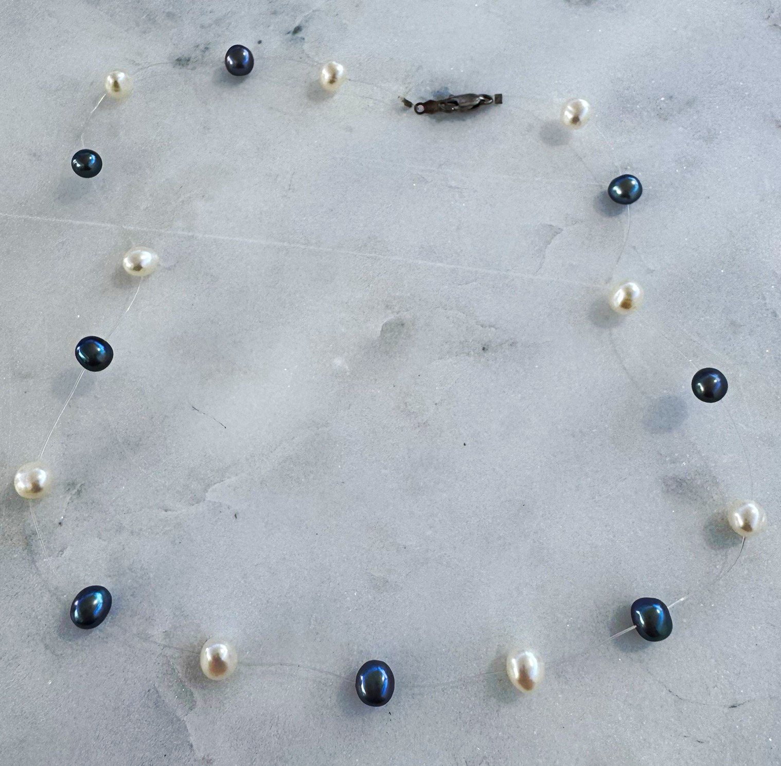 designer illusion floating pearl necklace peter brams design fine sterling silve