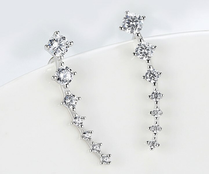 Butterfly Angel Wing Star Crawler Climber S925 Sterling Silver Ear Cuff Earrings