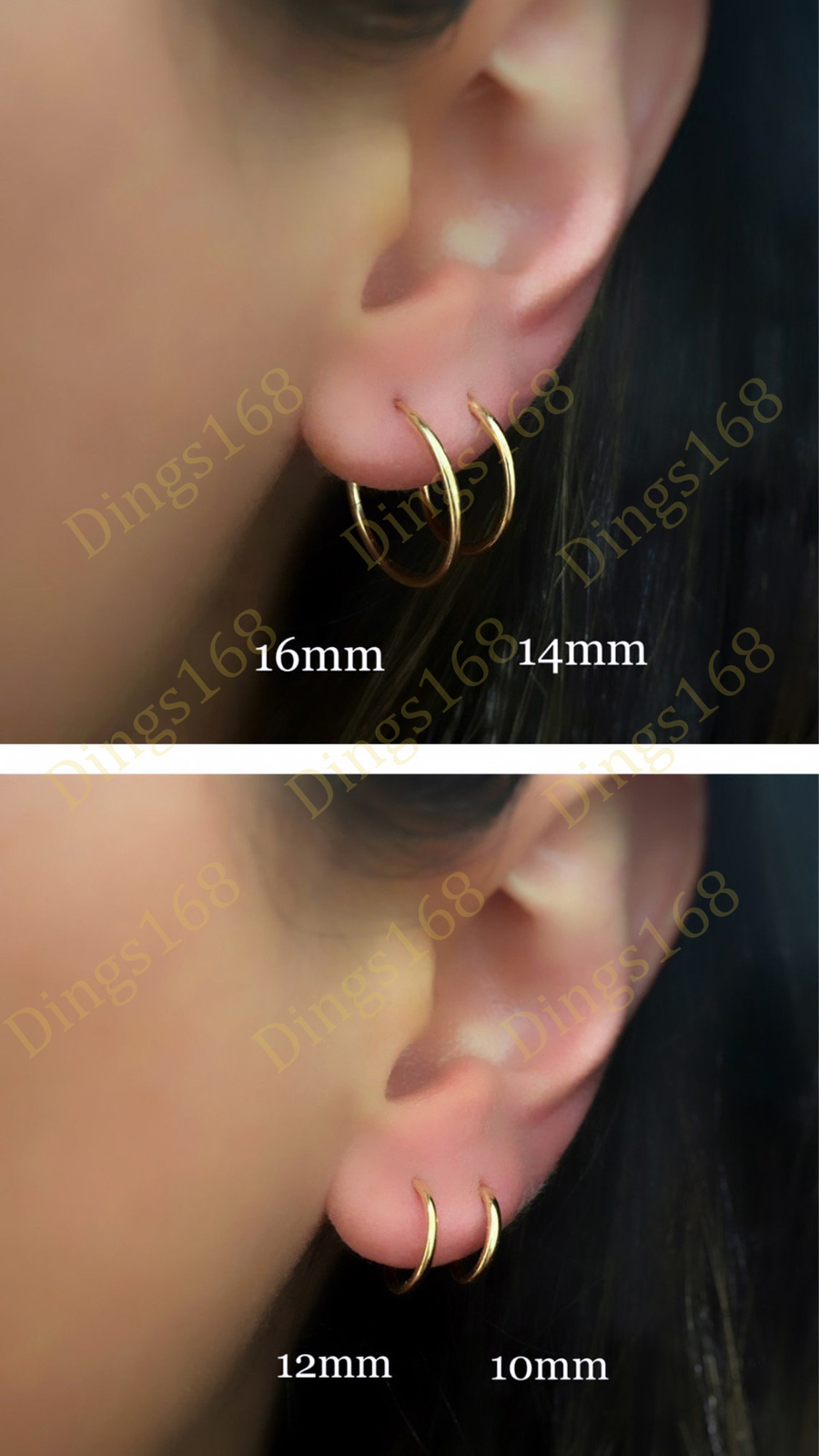 18K Yellow Gold Filled Tarnish-Resistant 16mm Thin Endless Huggie Hoop Earrings