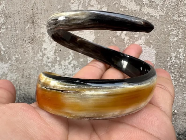 Handcrafted Buffalo Horn Cuff Bracelet Natural Tribal Boho Bangle Boho Style