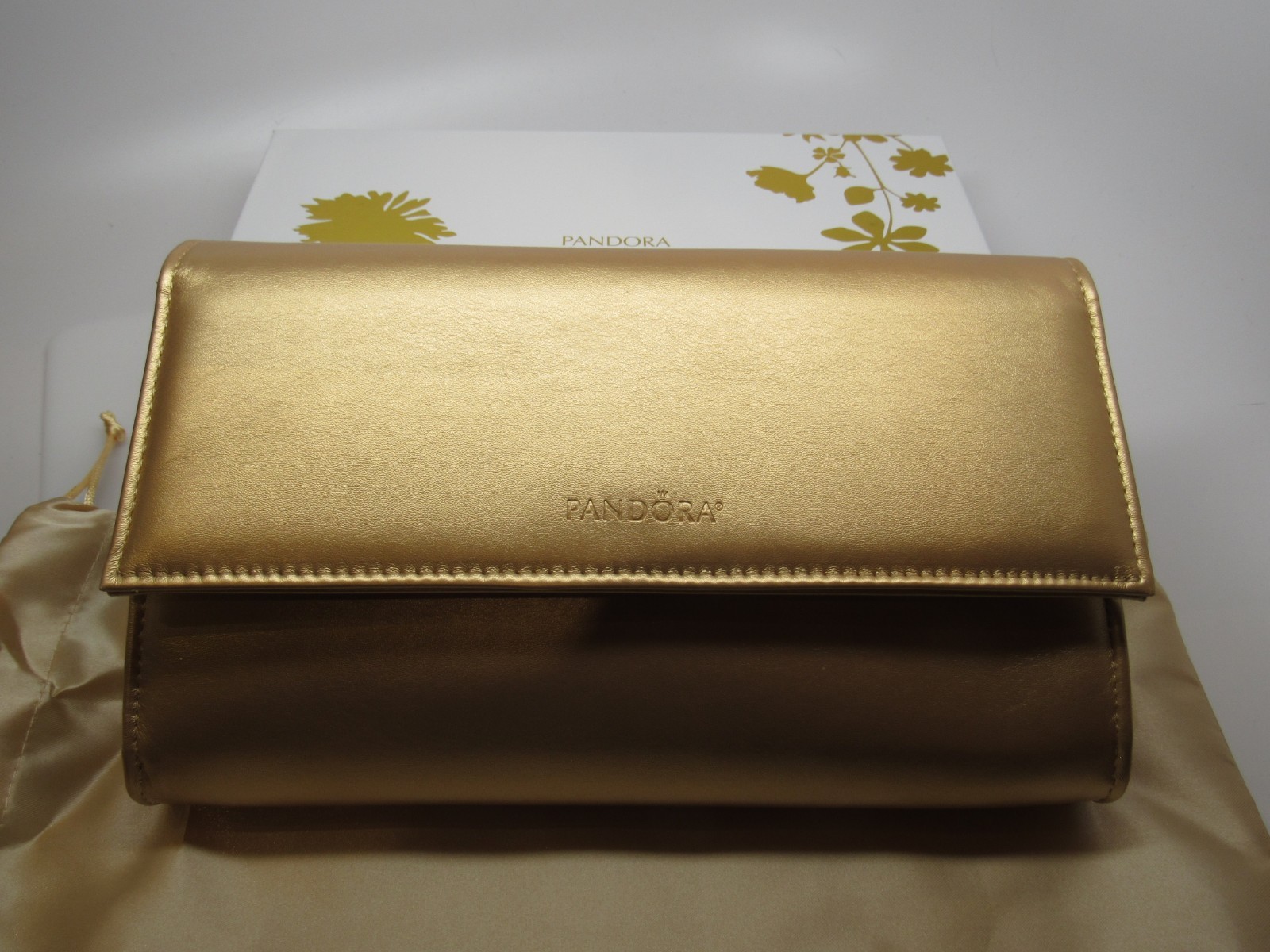 Pandora Limited Ed. Shine Gold Clutch Handbag w/ Box Collectable Pandora Swag