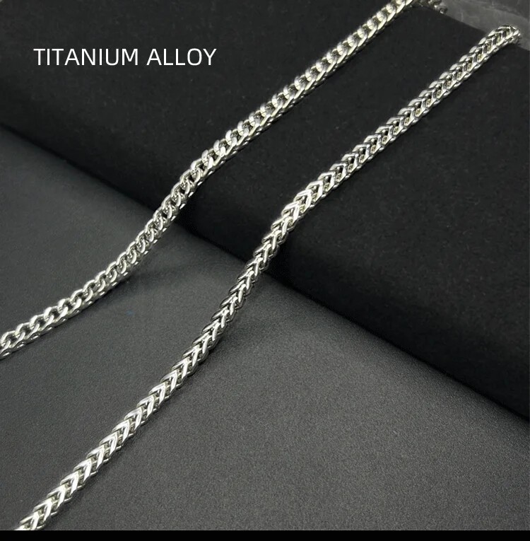 TA1 Pure Titanium Keel Chain Necklace 4mm Men Positive and Negative Anti-Allergy