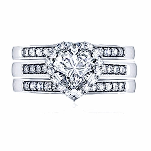 His and Hers Wedding Rings 4 pcs Engagement Sterling Silver Stainless Steel Set