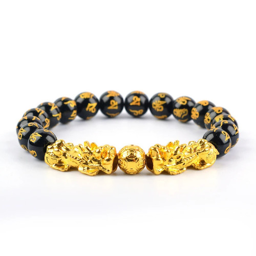 Feng Shui Obsidian Stone Beads Bracelet Men Women Wristband