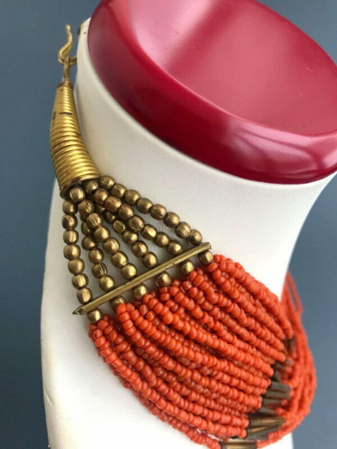 114g Antique Victorian Natural Coral Beaded 36-Strand Necklace | 17.7″ Rare Find