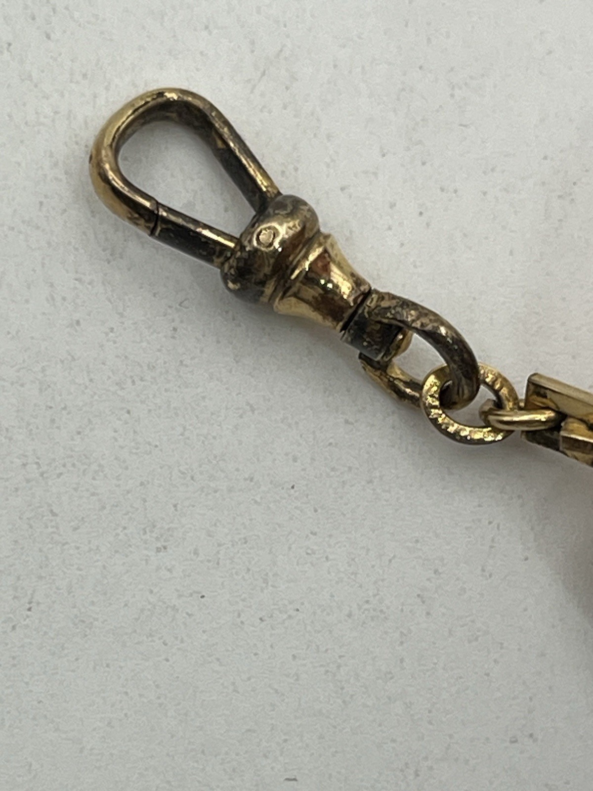 12k gold filled Boston rectangle link watch chain necklace Albert dog clip