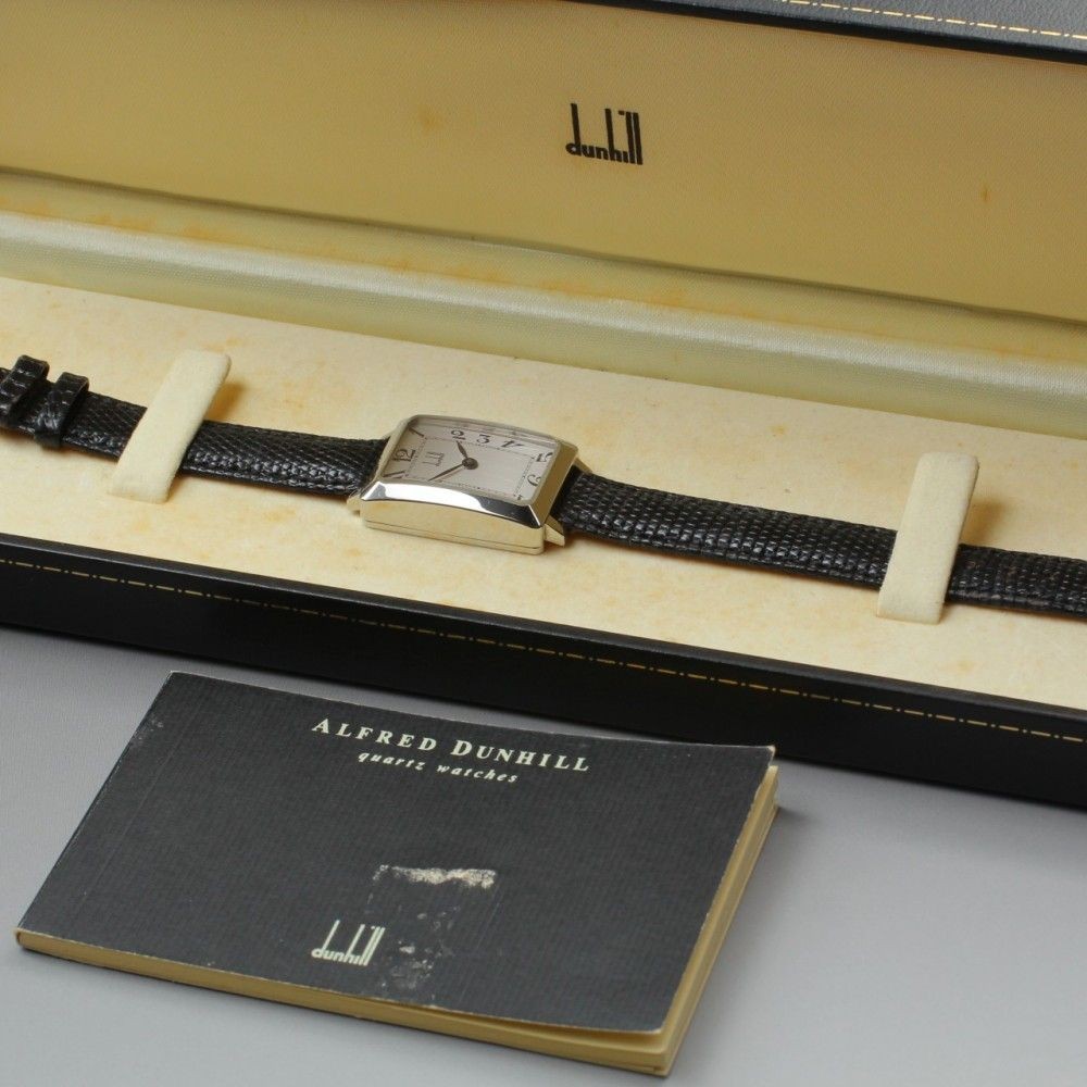 Working Item Dunhill Centenary Curvex Silver Bracelet Original Box Manual Hand W