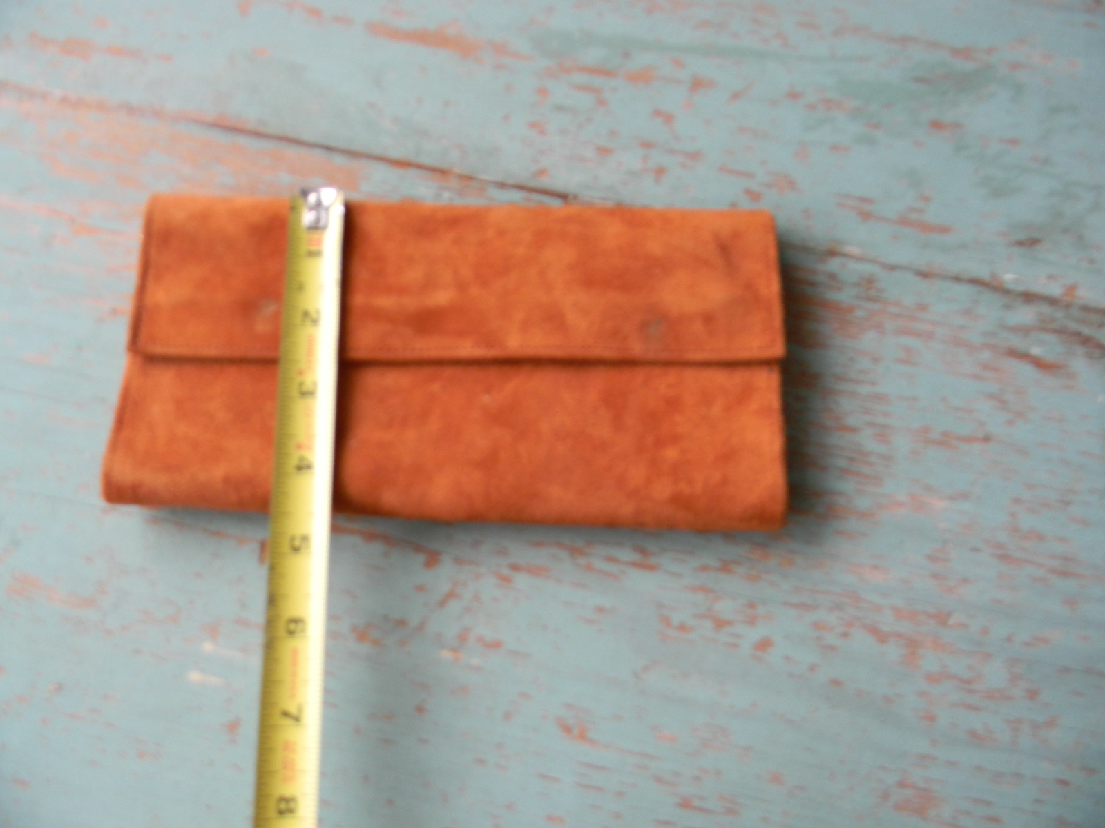 VINTAGE GENUINE SUEDE/LEATHER ORANGE/TAN JEWELRY ROLL TRAVEL ORGANIZER