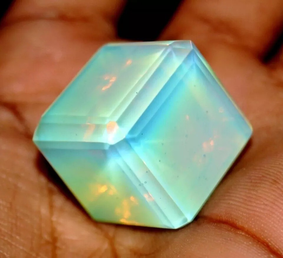 Opal Cube Cut Fire Welo Australian Untreated Natural Certified 80-82 Ct Gemstone