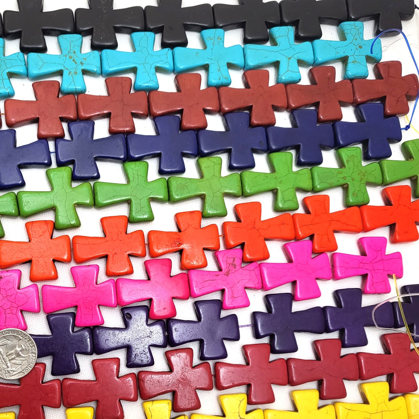 Large Cross Bead Howlite Turquoise 50mm Purple Black White Orange Sold by pcs