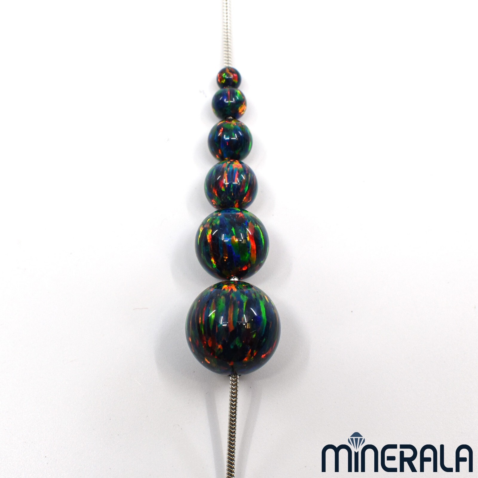 FIRE BLACK SYNTHETIC LAB CREATED OPAL FULL DRILL ROUND BEADS 3mm-10mm WP027B5