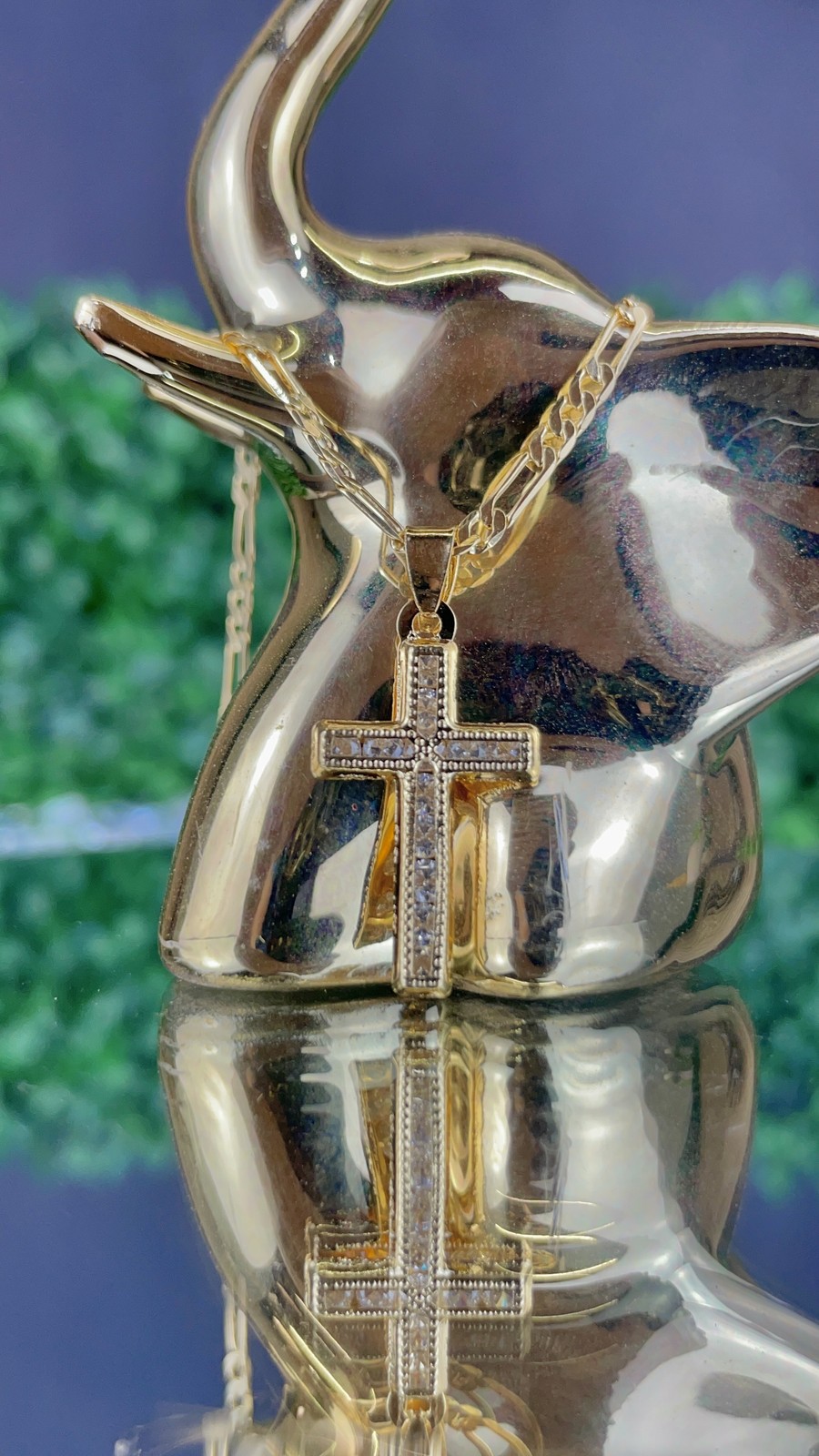 CZ Cross Necklace for Women Men Unisex Crucifix Charm Pendant Figaro Chain Gifts