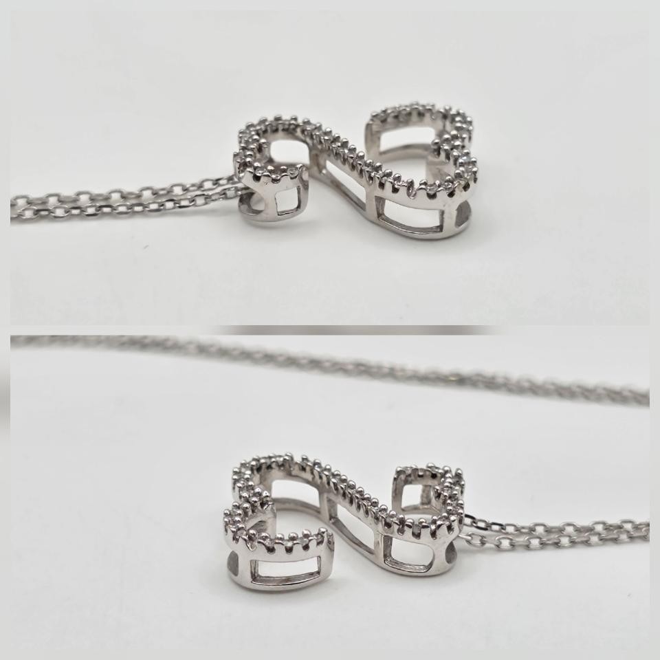 Jane Seymour Open Heart 14K White Gold Round Diamond Heart Pendant Necklace