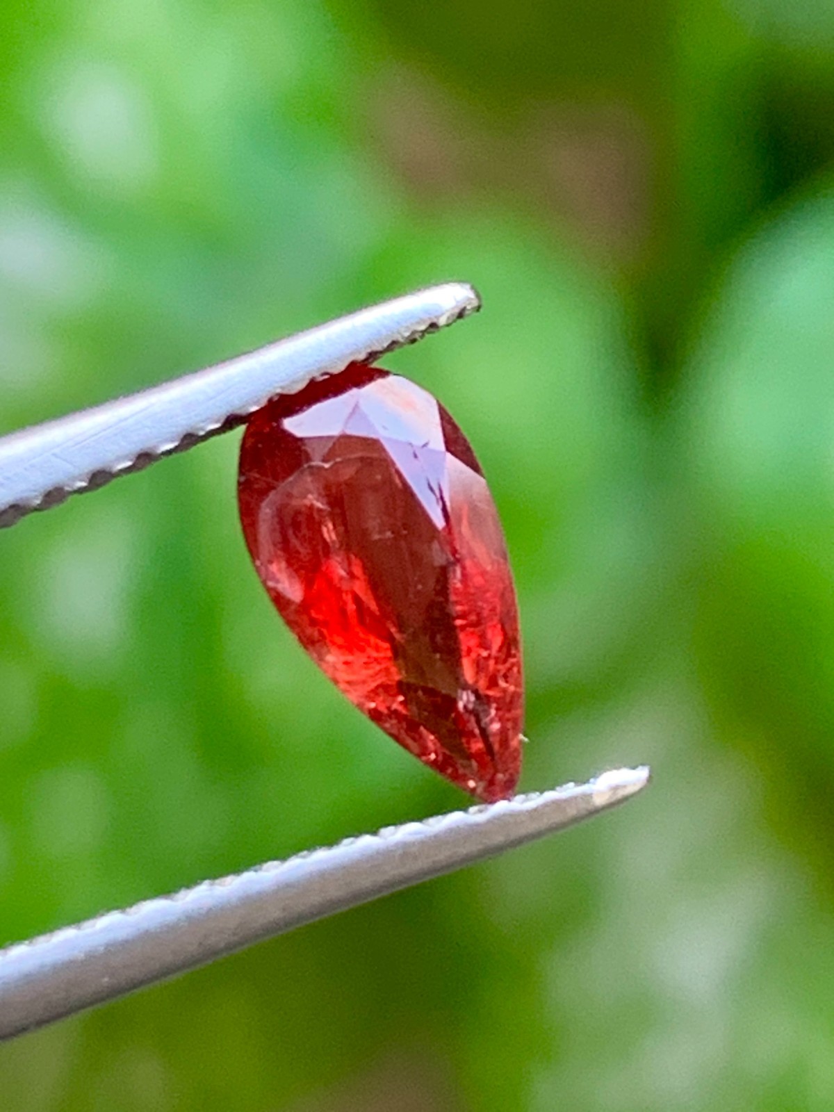 Rare Pigeon Blood Red Oregon Sunstone 0.75 Crt Pear Faceted Loose Feldspar Gem