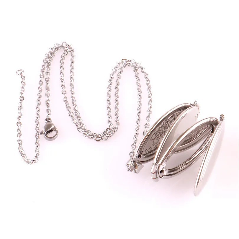 Silver Multi Photo Locket Necklace Expandable Family Memory Keepsake Pendant Gif