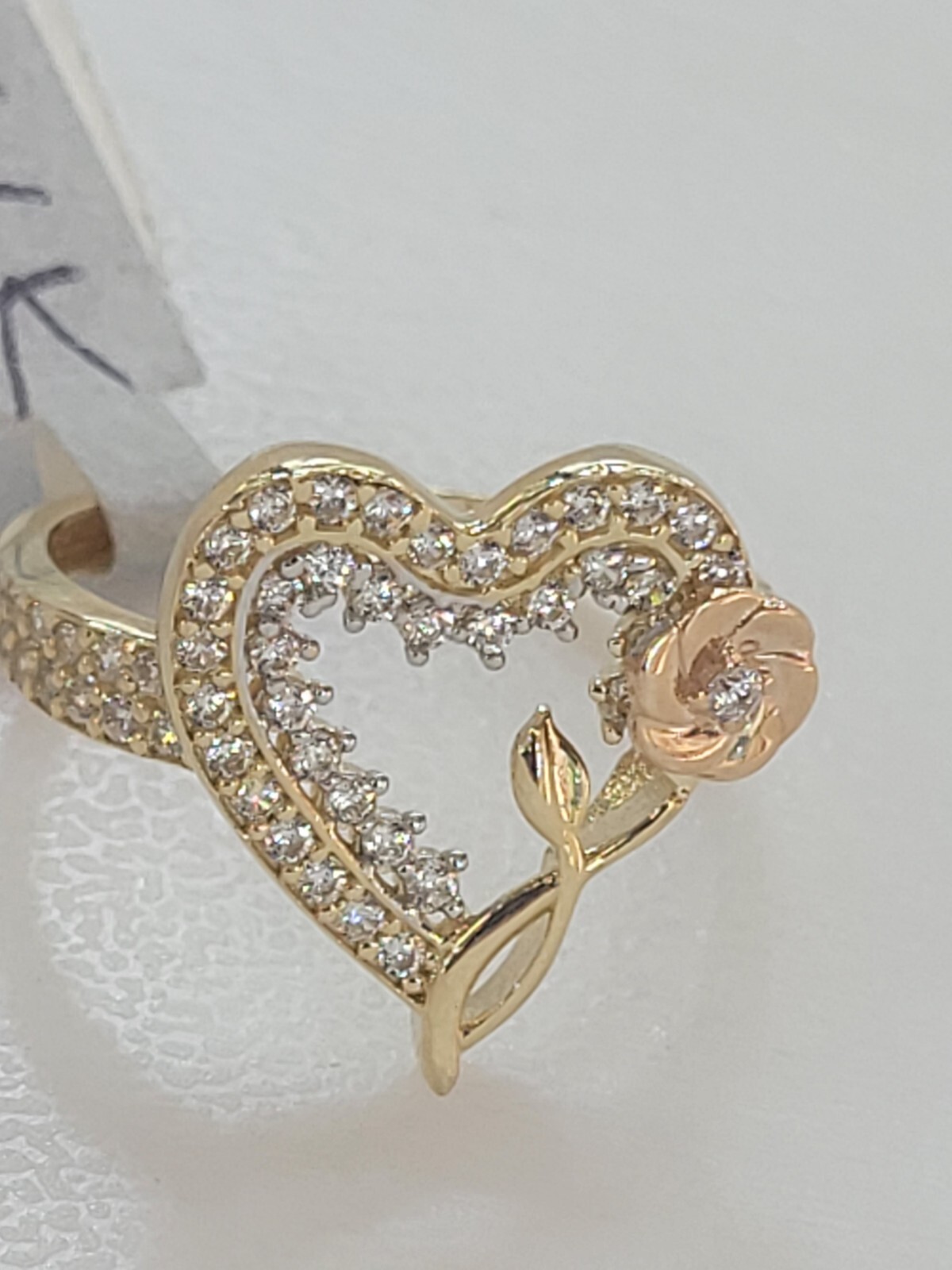 Big Solid 14k rose yellow Gold flower Heart ring size 6789 10