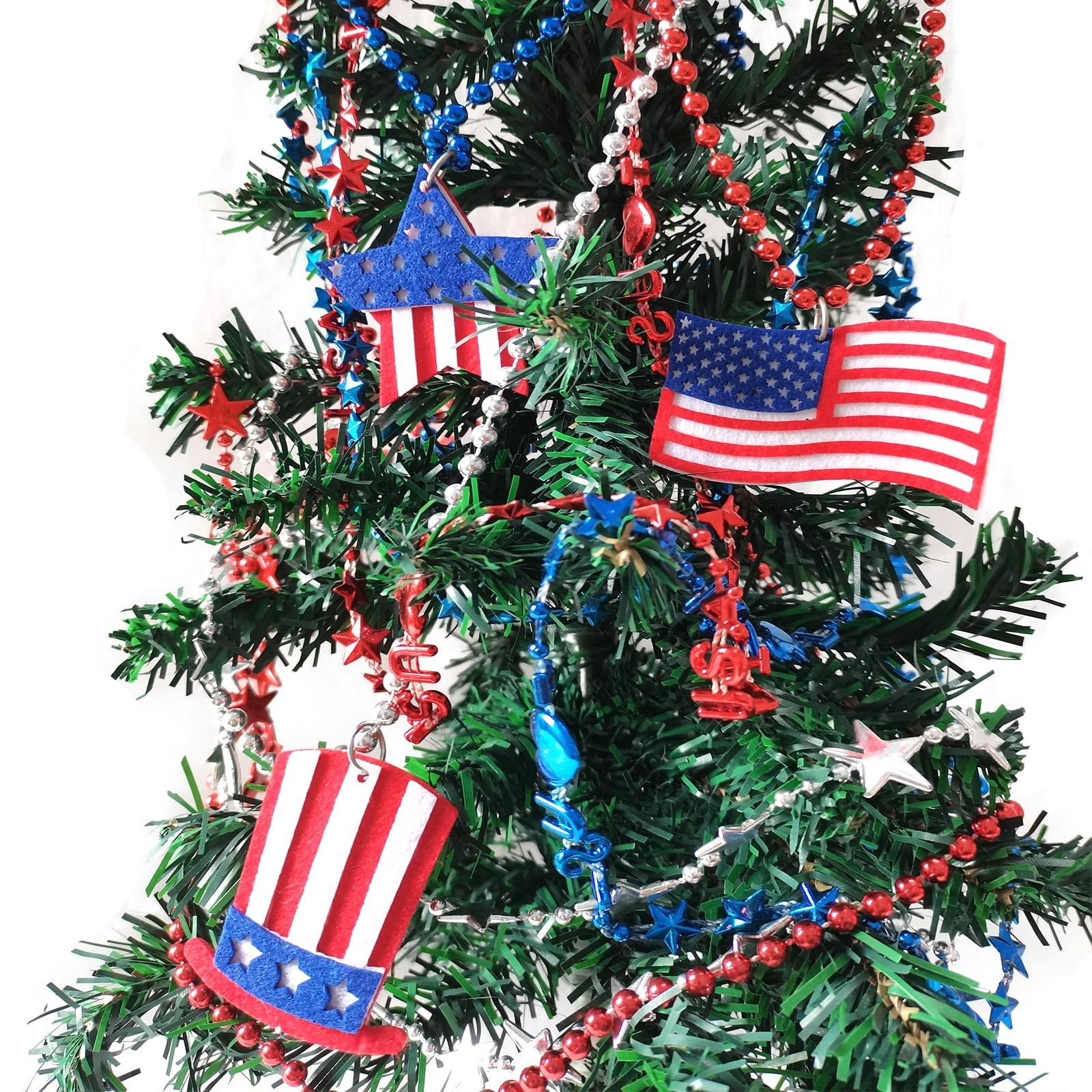 100 Pcs Patriotic Bead Necklaces – Red, White & Blue Parade Accessories for 4th