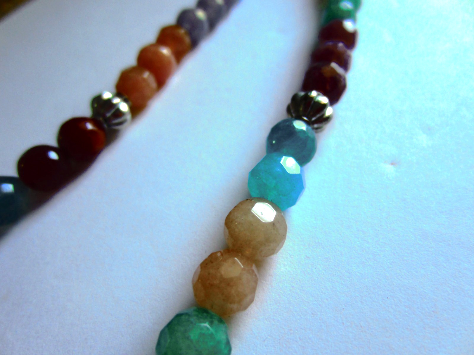 OOAK Multi-colored Faceted Jade Beaded Necklace 18.25″-21″