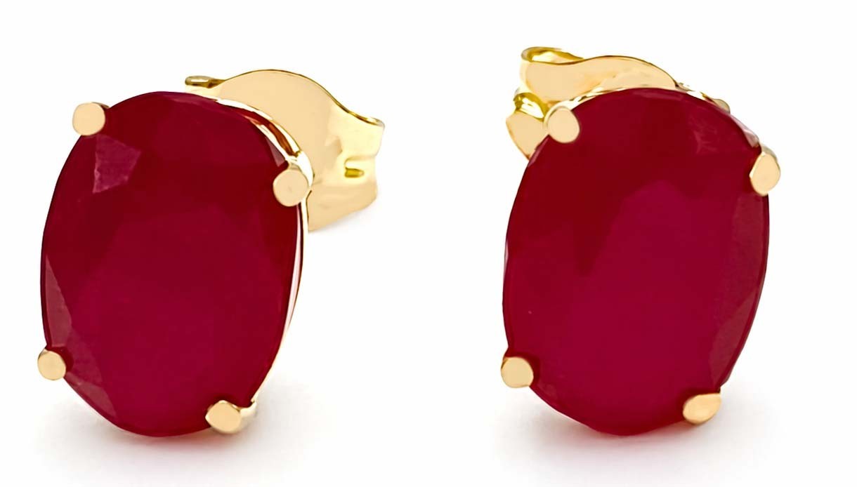 GENUINE 2.80 Cts RUBY STUD EARRINGS 14K YELLOW GOLD – Free Appraisal Service