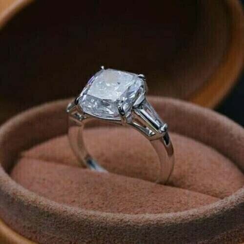 2 Ct Cushion Cut Simulated Diamond Women’s Wedding Ring 14K White Gold Finish