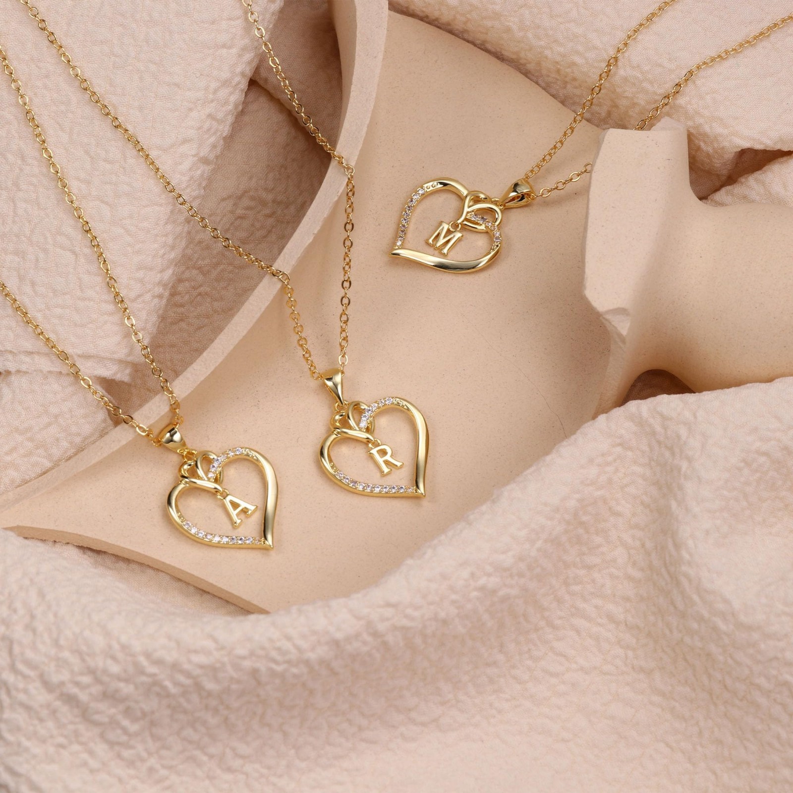 Personalized Heart Initial Necklace, 14K Gold-Plated A-Z Jewelry for Women & Gir