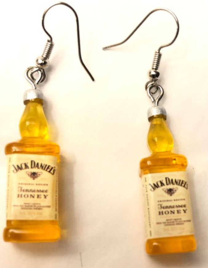 Earrings Mini Jack Daniel’s Bottle Tennessee Honey Whiskey Novelty Barware