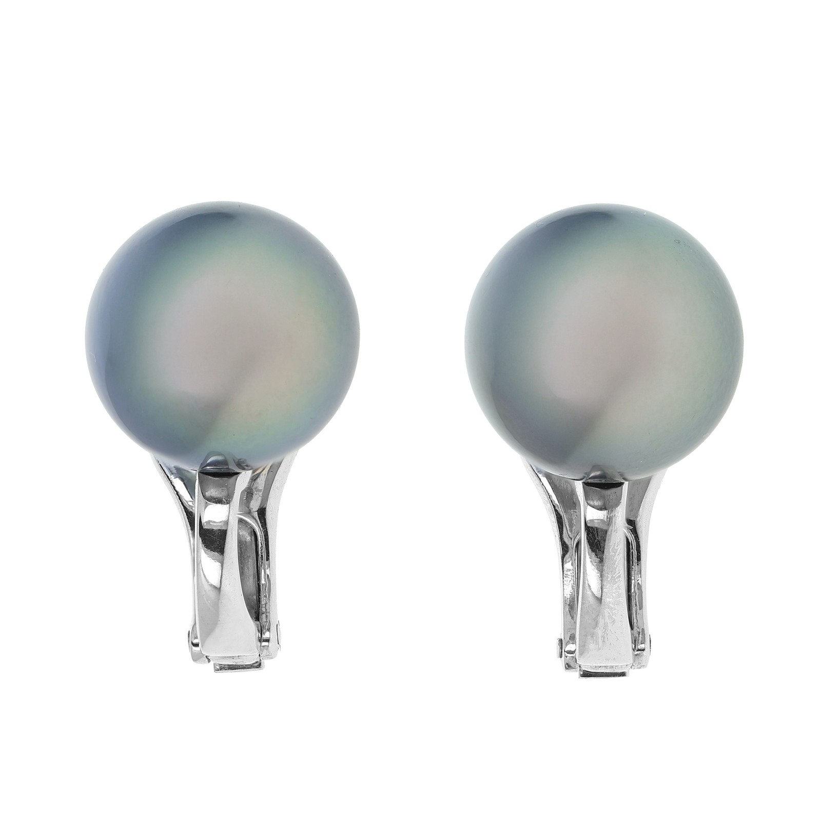 Mikimoto Classic 18k White Gold 11.50mm Black Tahitian Pearl Earrings
