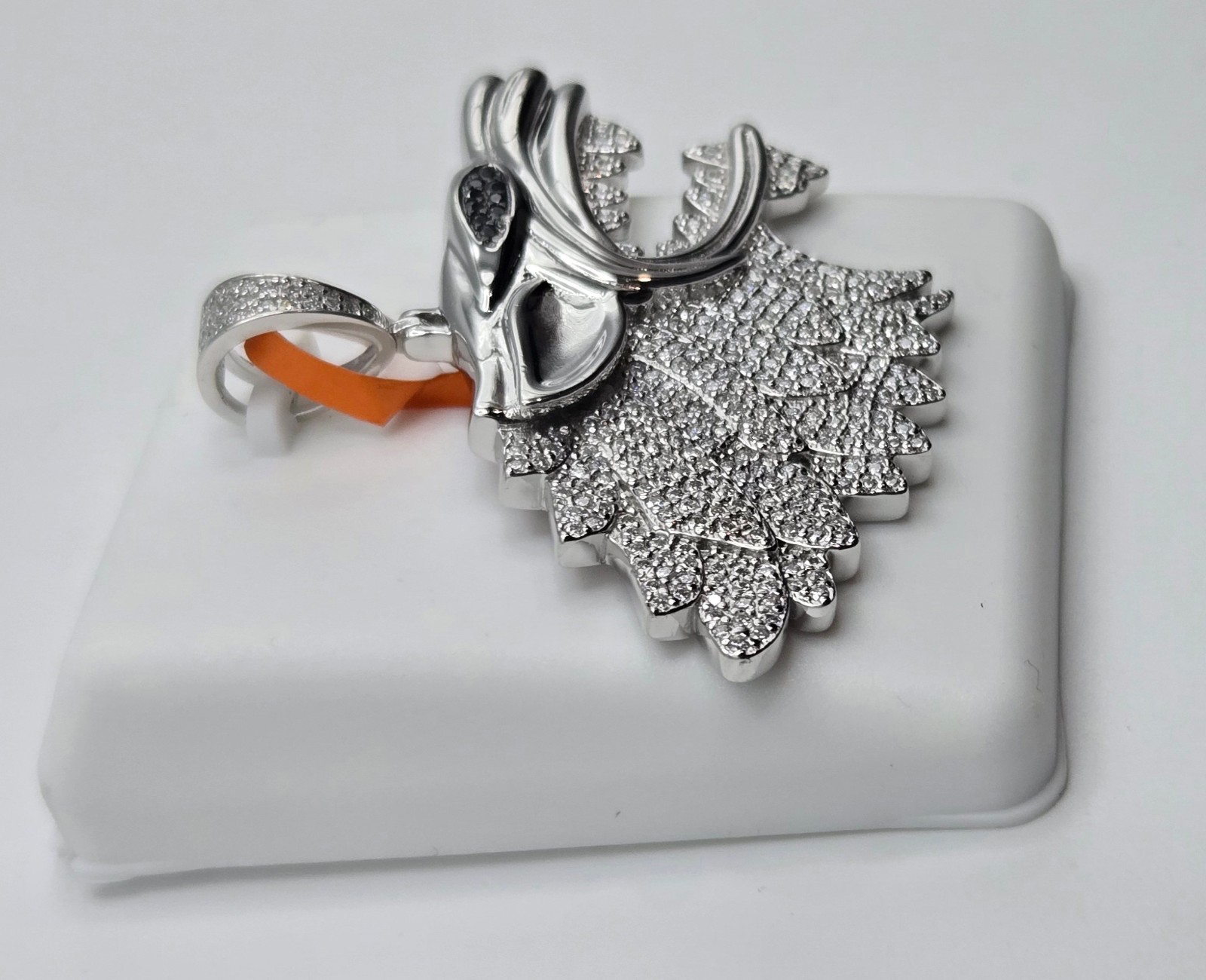 NEW Solid 925 Sterling Silver 2.5ctw real MOISSANITE Wolf Pendant – USA