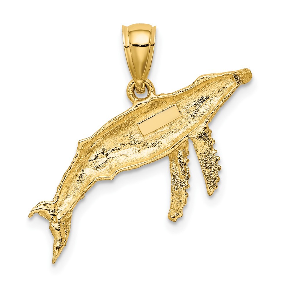 10K Yellow Gold 2-D Textured Whale Charm Pendant L-13.7 mm, W-18.35 mm