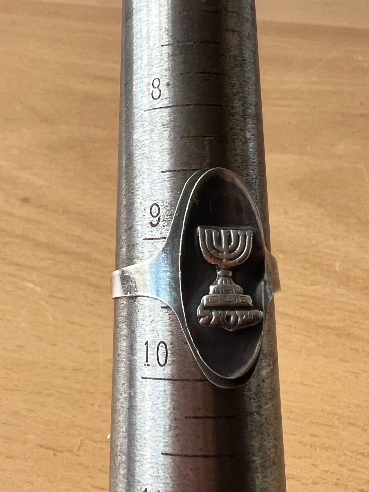 VINTAGE OXIDIZED 925 STERLING SILVER MENORAH ISRAEL RING ADJUSTABLE SIZE RARE