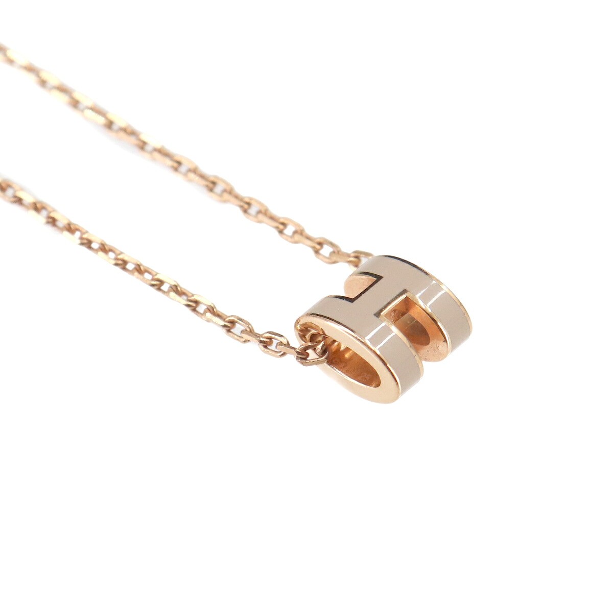 HERMES Mini Pop H Chain Necklace Marron grace Gold Accessory 90330172