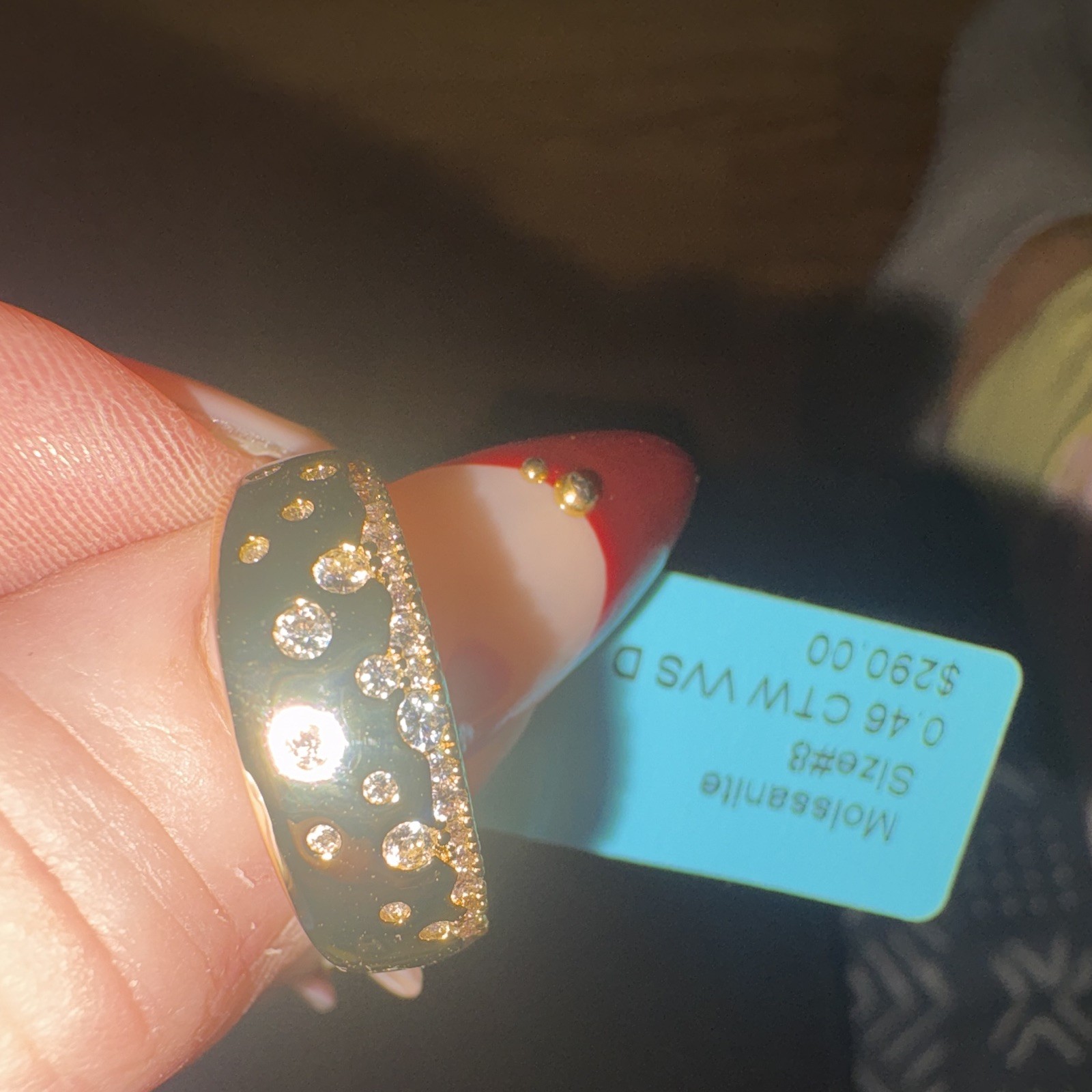 Moissanite 18k Gold filled over brass Round Lab-Created Pavé 0.46 CTW Sz 8