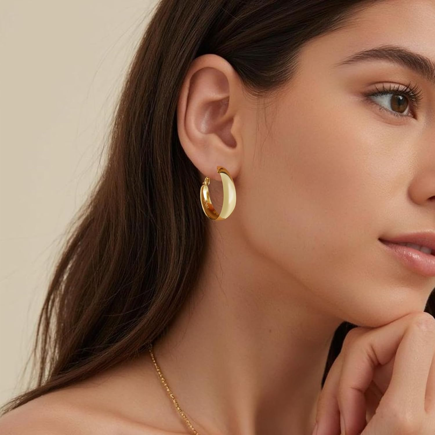 5-8Mm Tapered Design Thick Large Hoop Earrings for Women Trendy Hypoallergenic 9