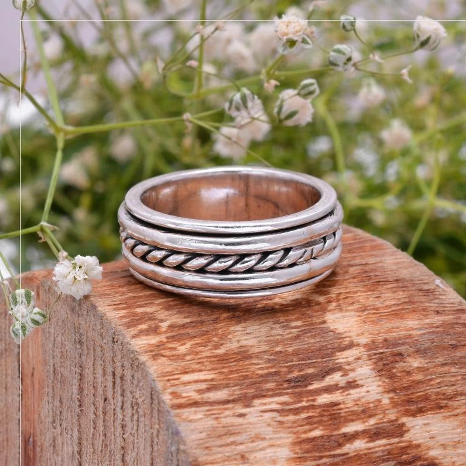 Beautiful 925 Sterling Silver Spinner Ring Handmade Wedding Jewelry Gift A-330