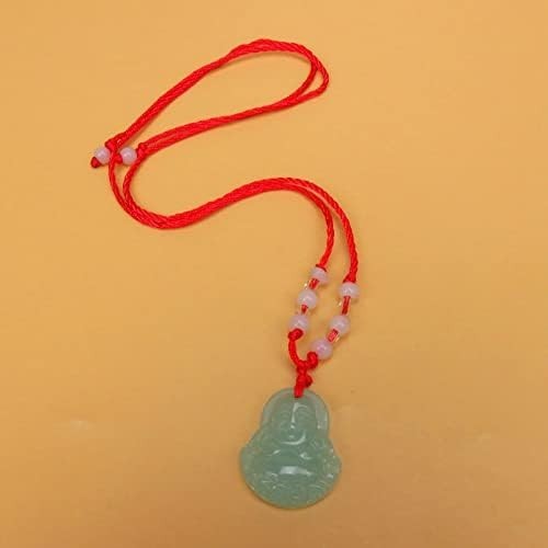 Luck-Infused Green Jade Buddha Amulet Necklace with Durable Red String – 16-26in