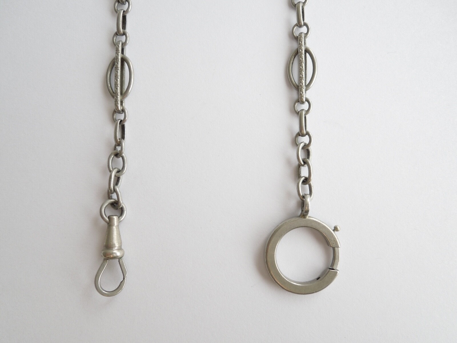 Vintage Watch Chain Silver Tone Metal 10.8 G / 25.5 Cm / Max. Width 0.8 Cm