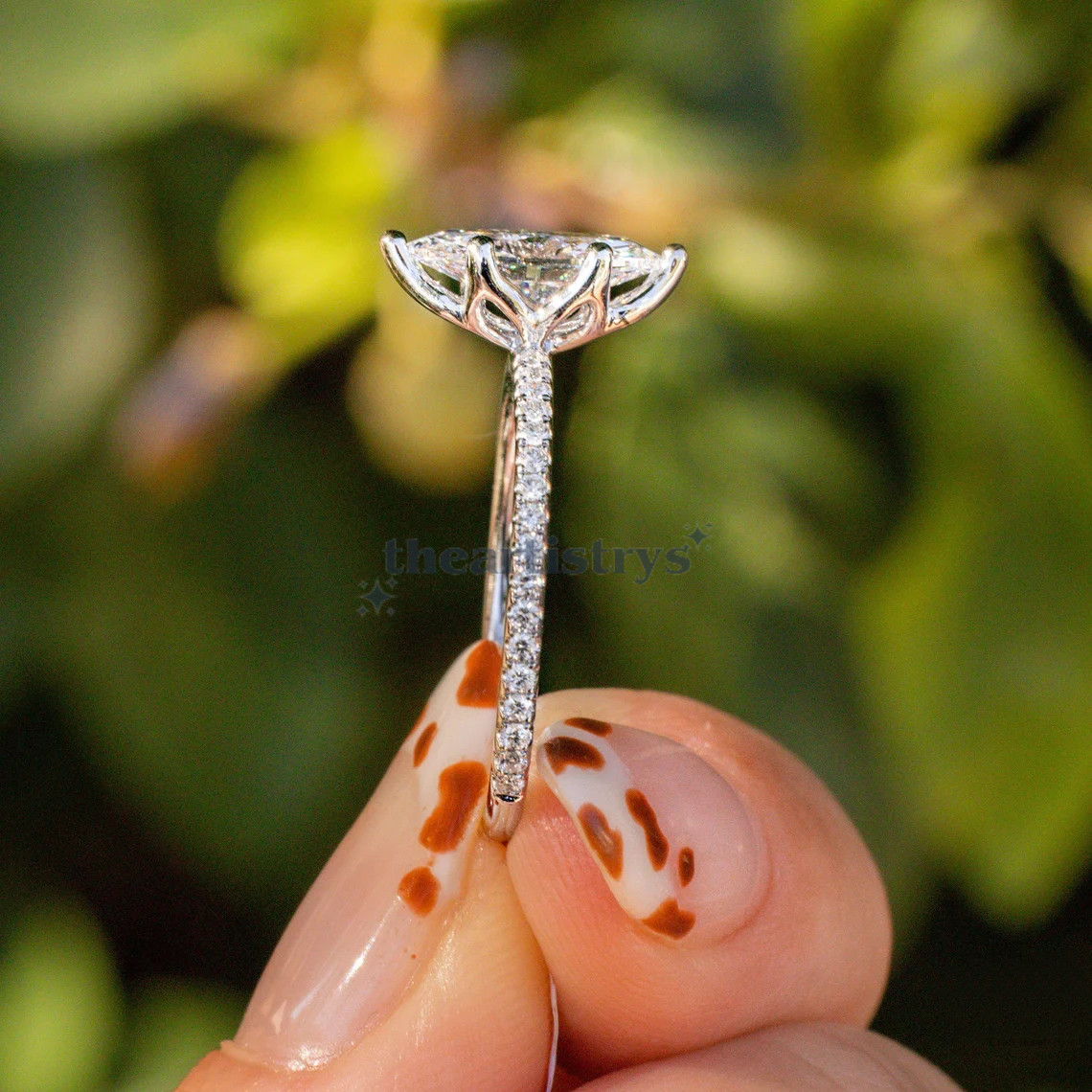 Solid 14K White Gold Solitaire Moissanite Engagement Ring Marquise Cut 1.50 CT