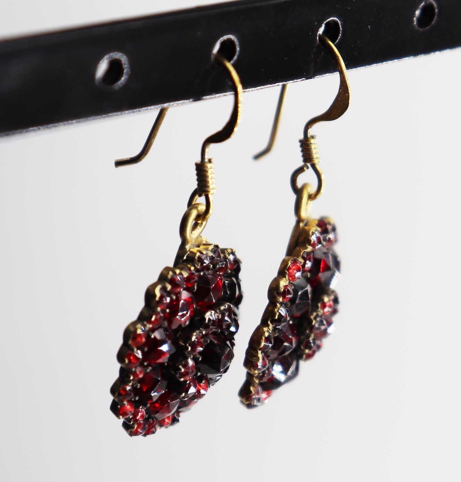 Retro Bohemian Garnet Cluster Earrings