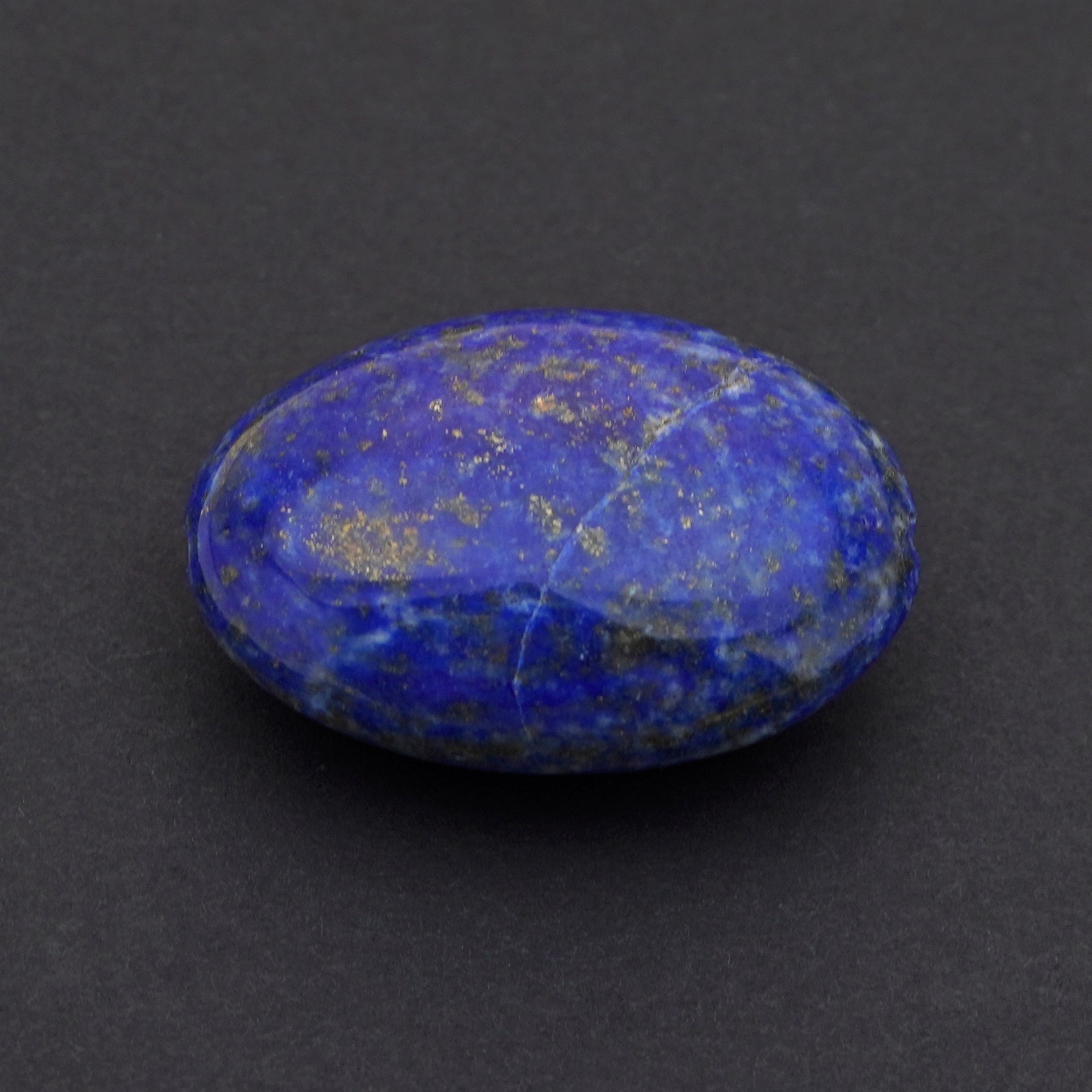 Large polished flat oval blue lapis lazuli bead semiprecious stone 33mm
